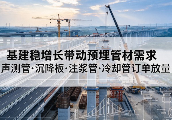 公主岭基建稳增长带动预埋监测管材需求，声测管、沉降板、注浆管订单持续放量